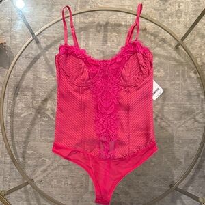 Free People Pink Lace Bodysuit